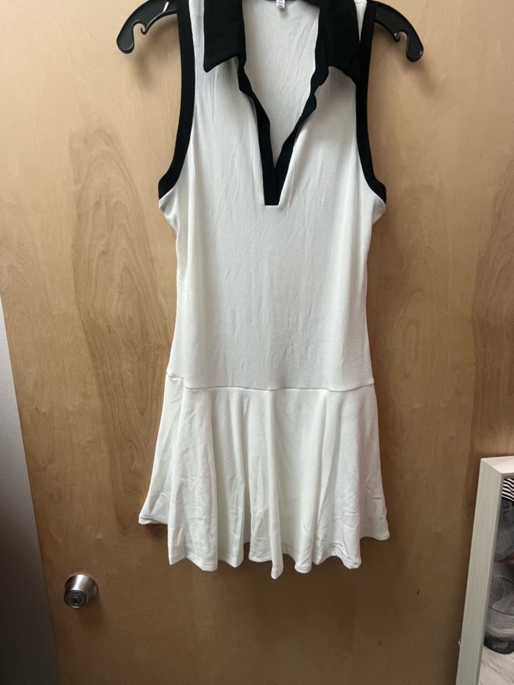 Fashion Nova White Dress with Black Collar and Trim